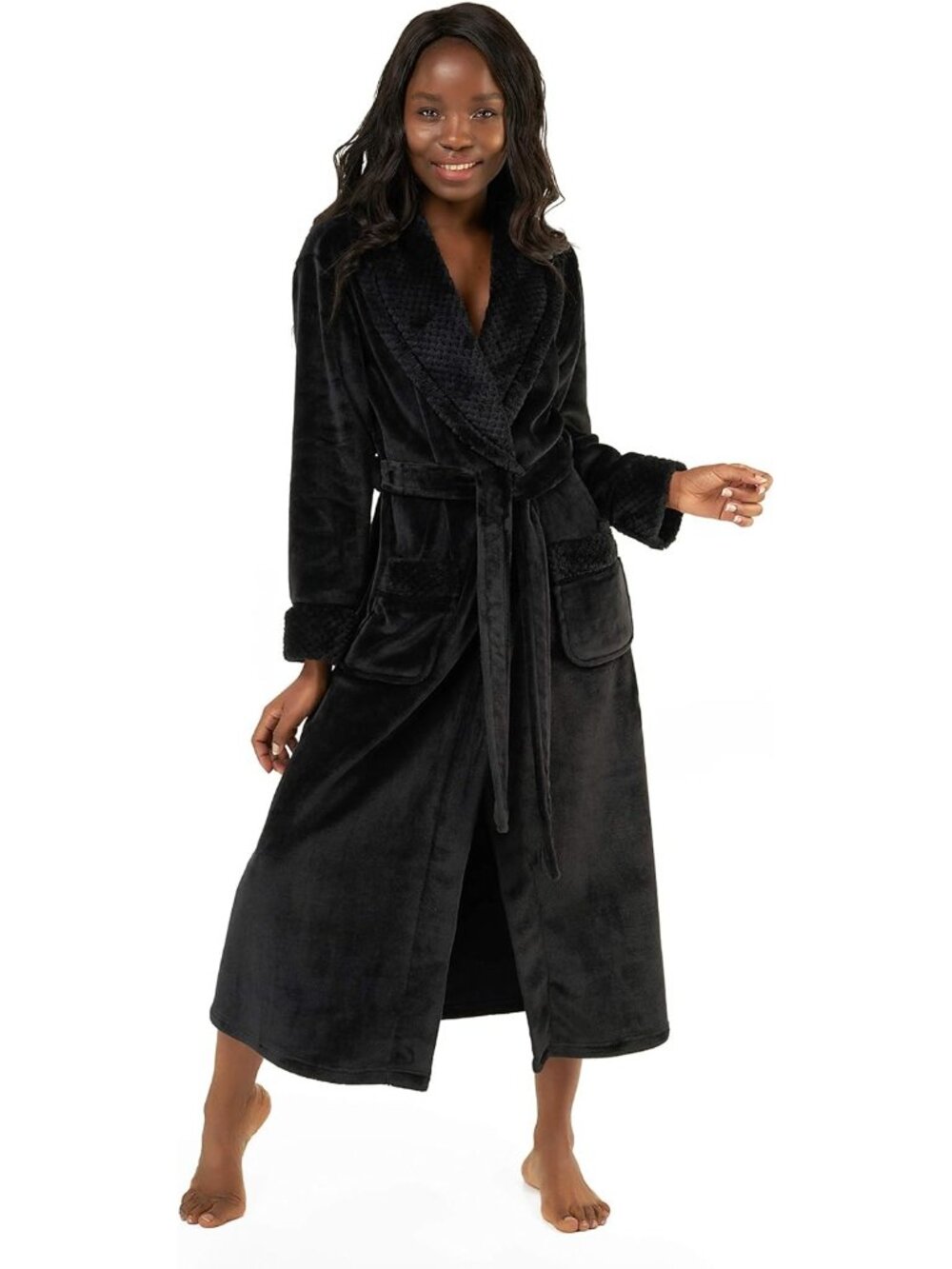 〽️Women's Bathrobe Black Oversized Luxury Ultra Soft Warm Plush Fleece Robes